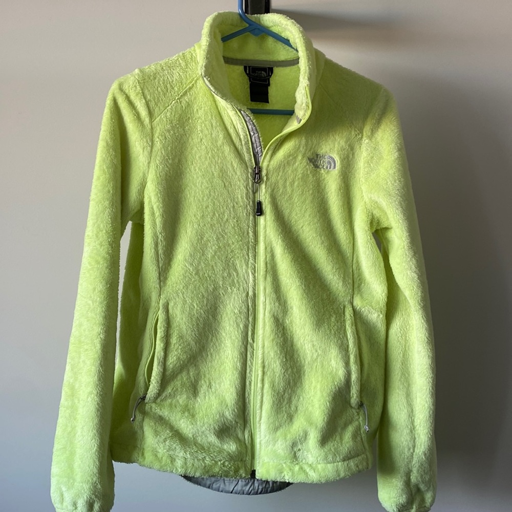 The North Face Acid Yellow fuzzy jacket size small